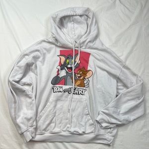 TOM & JERRY Long Sleeve Graphic Hoodie Cartoon  Print White Size L A040822